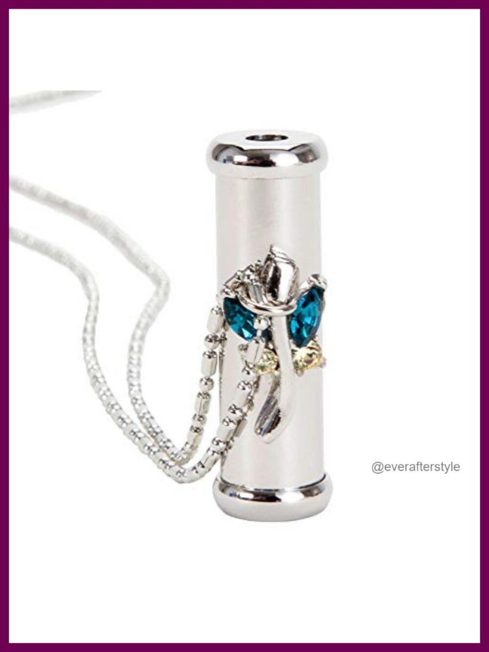 Silver-tone Kaleidoscope Pendant Necklace, Blue Crystal Floral, Adult
